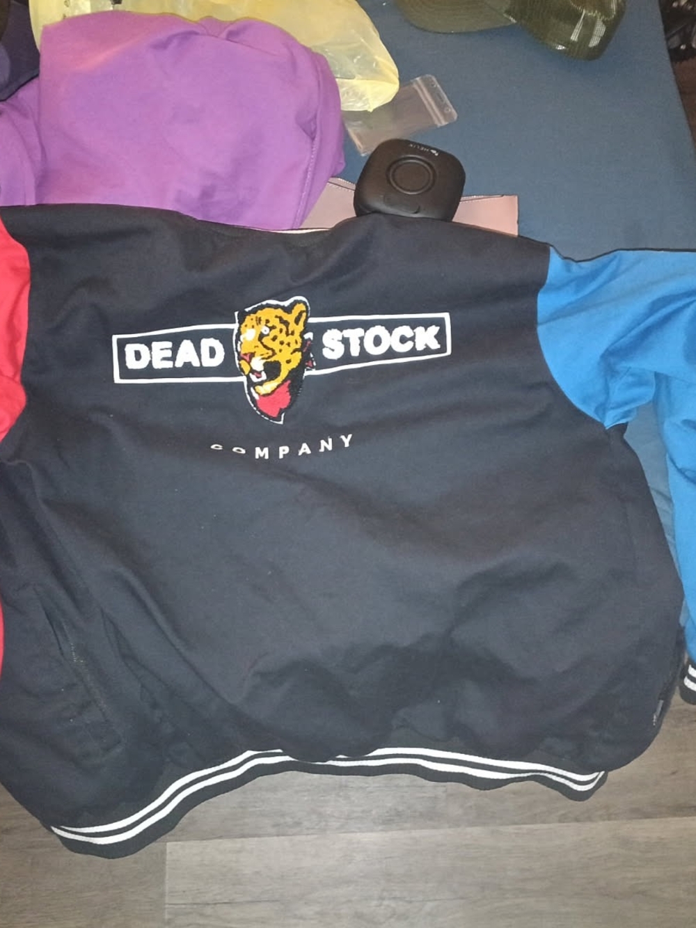 Black Colorblock Varsity Bomber Jacket